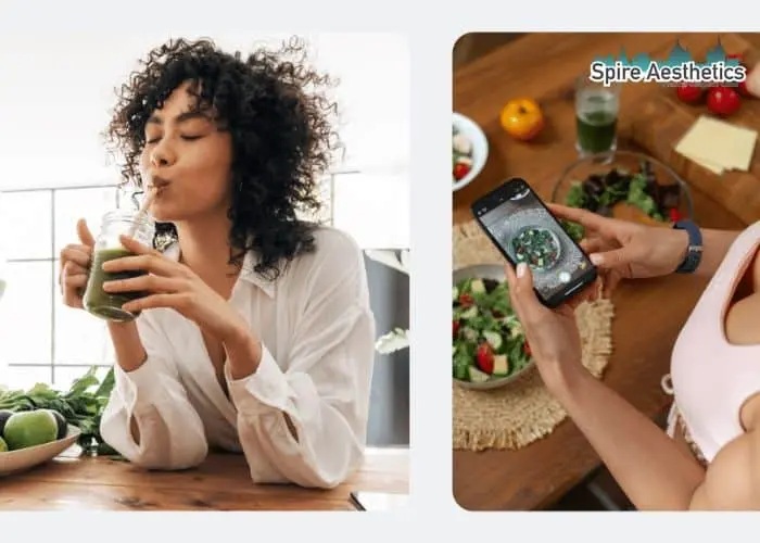 Image of woman looking into her diet and fat freezing Midlands to improve her health